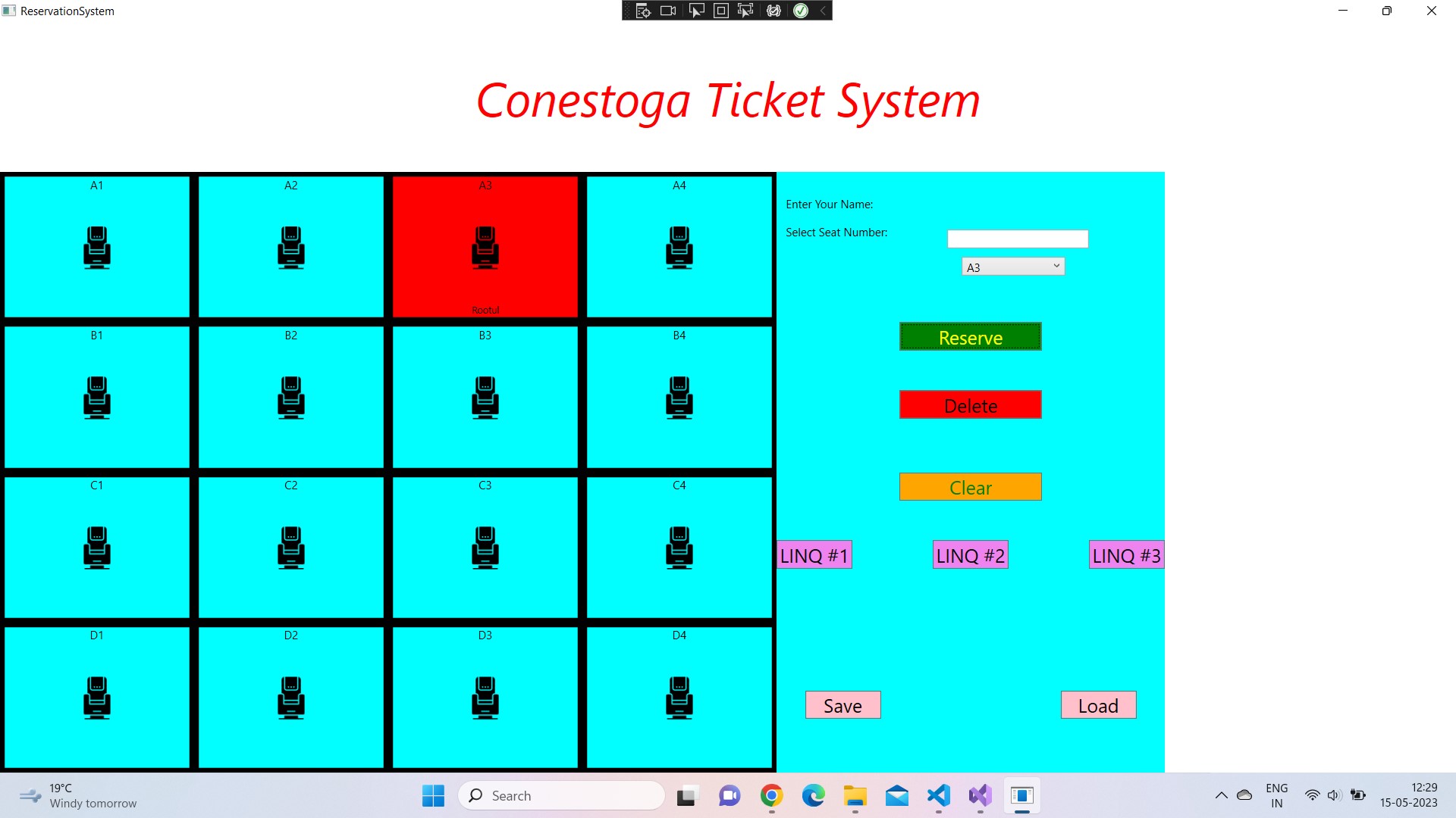 Conestoga Ticket Reservation Application